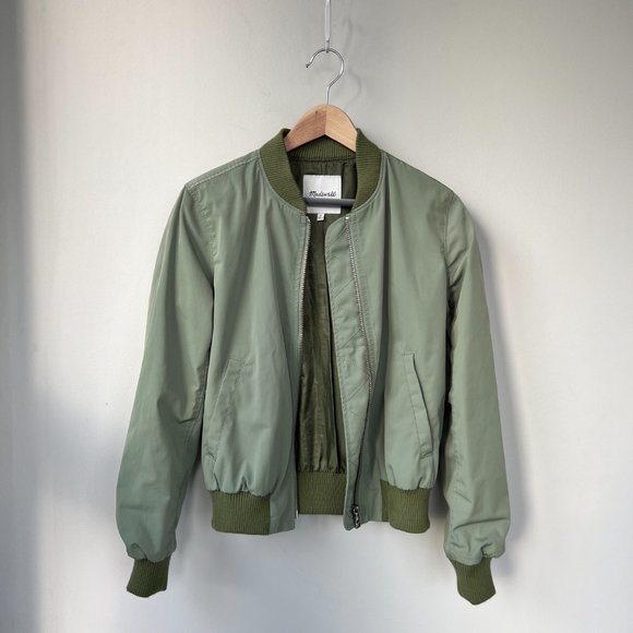Madewell Women’s Side Zip Bomber Jacket Green Size S - Picture 2 of 3